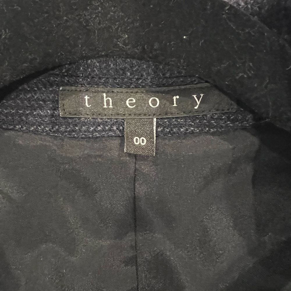 Theory Black Blue Tailored Blazer Jacket Women's Size 00 - Picture 6 of 16